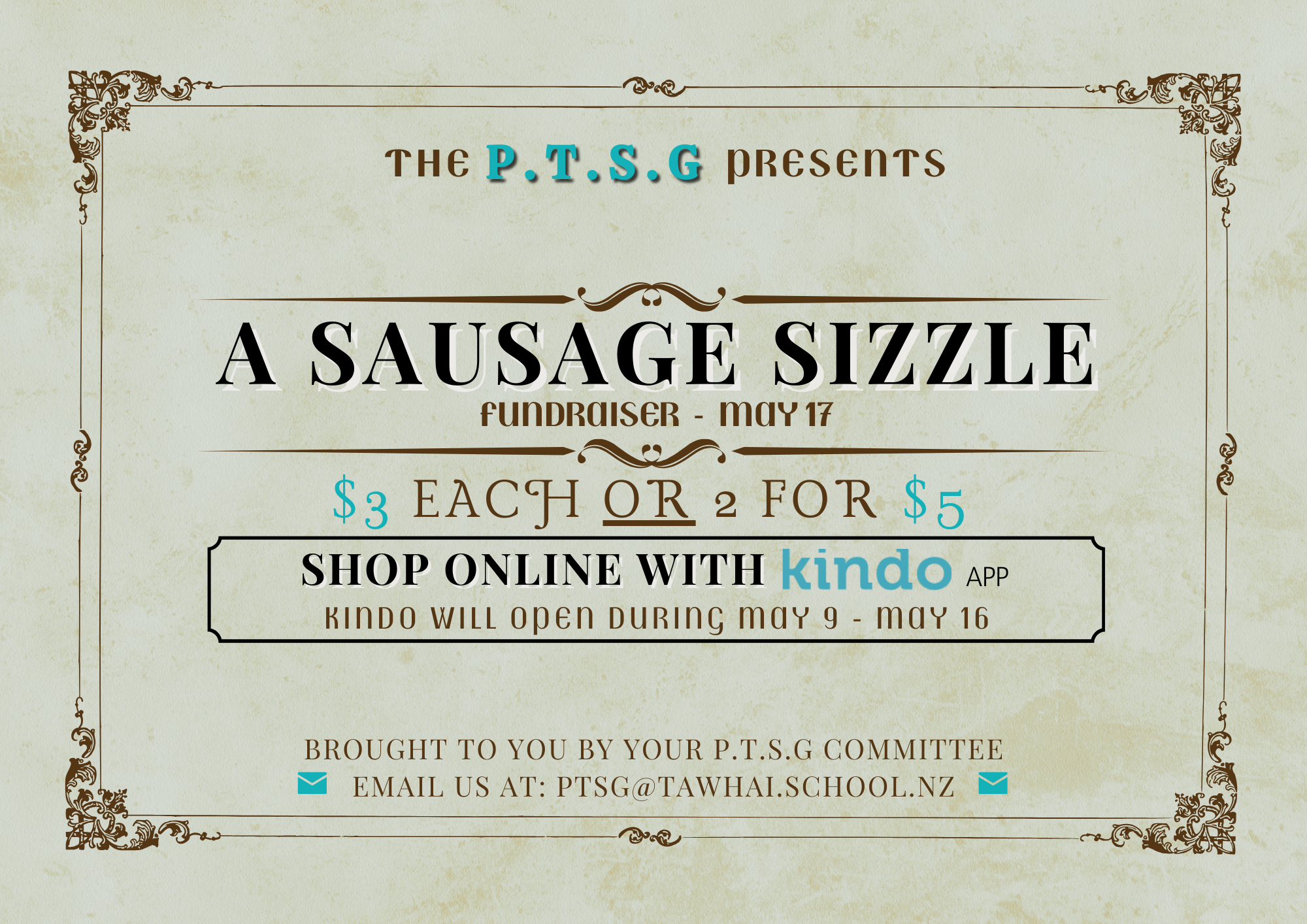 Sausage Sizzle this Coming Friday 17th May